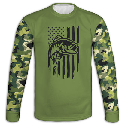 Men's Bass Fishing Flag CAMO HOODIE / T-SHIRT / LONG SLEEVE TEE / PULLOVER / SWEATSHIRT