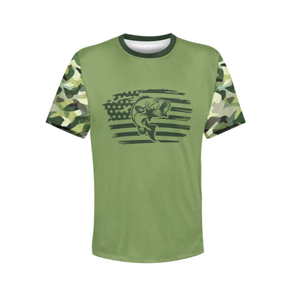 Men's Bass Fishing Flag CAMO HOODIE / T-SHIRT / LONG SLEEVE TEE / PULLOVER / SWEATSHIRT