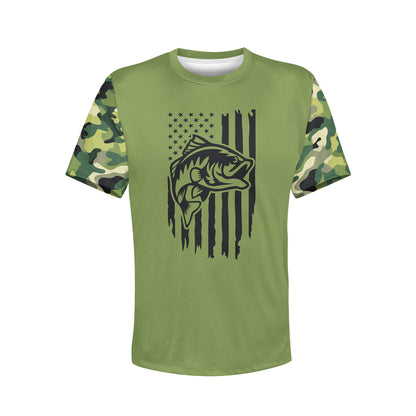 Men's Bass Fishing Flag CAMO HOODIE / T-SHIRT / LONG SLEEVE TEE / PULLOVER / SWEATSHIRT