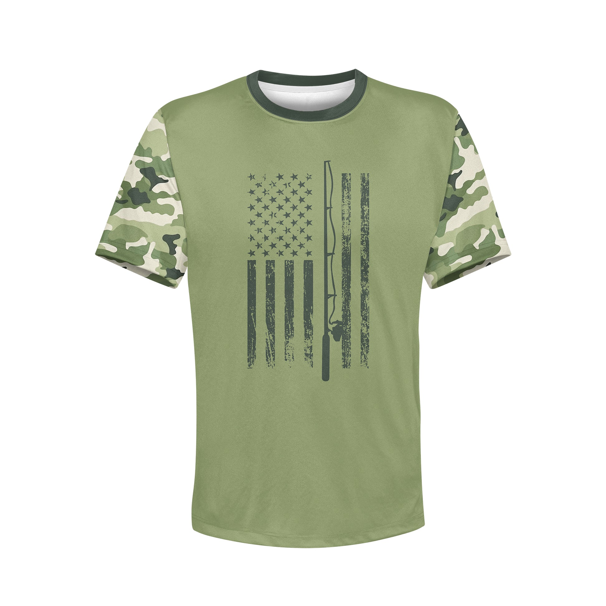 camo open face fishing pole Men's Fishing Pole Flag CAMO HOODIE / T-SHIRT / LONG SLEEVE TEE / PULL – American Print and Design
